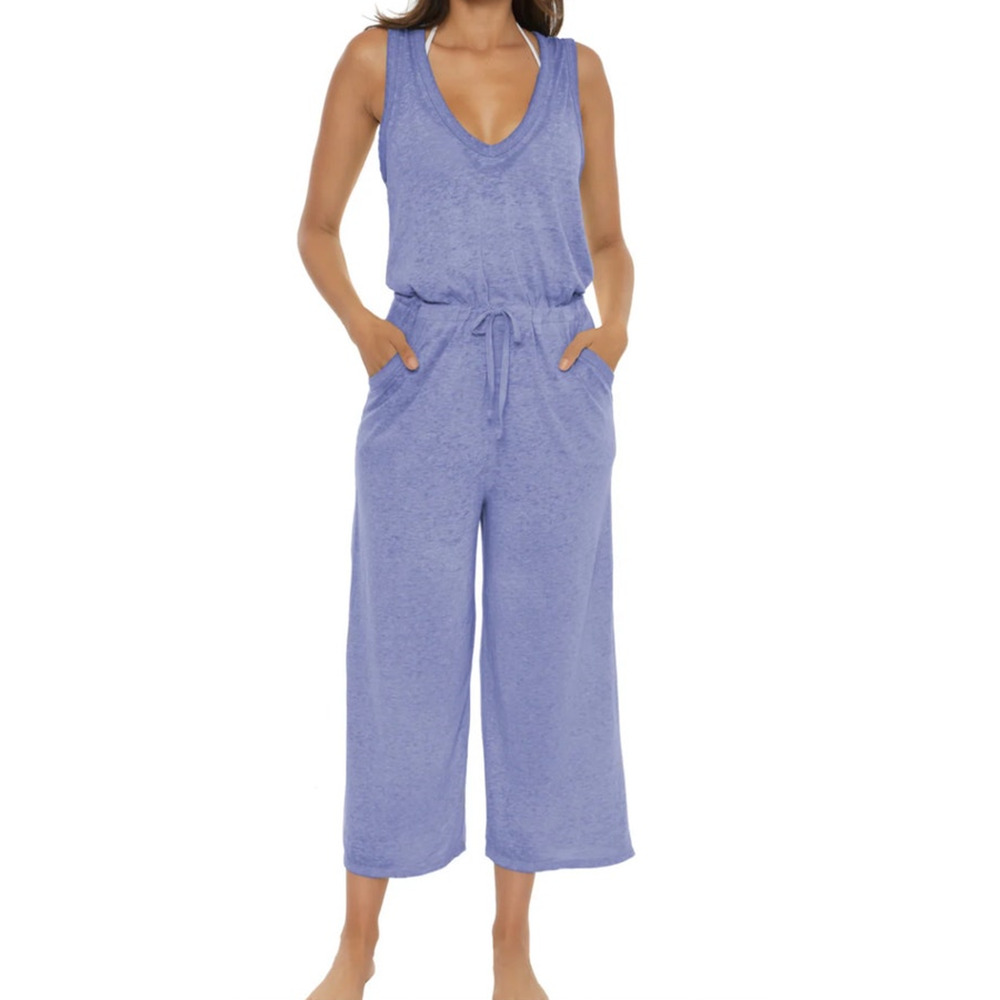 Becca Jumpsuit Beach Date sleeveless burn out knit blue size Small S - Picture 6 of 6